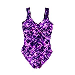 Vintage BB6 Retro Purple Volt One Piece Swimsuit Women’s Size 12 Scoop Back